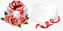 精美玫瑰礼盒与卡片矢量图素材