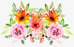 手绘水彩花朵装饰矢量图素材