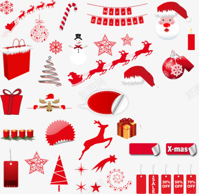 圣诞帽圣诞节图标集合图标