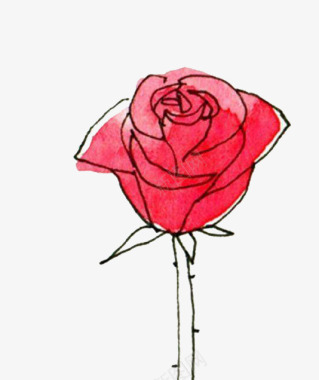 手绘红玫瑰图标图标