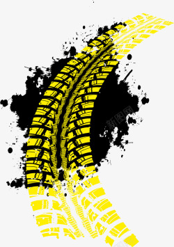 矢量轮胎轨迹图形黄色轮胎的痕迹图高清图片