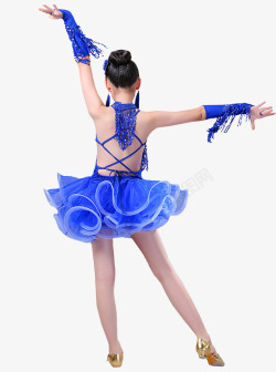 穿蓝色裙子跳舞的女孩素材