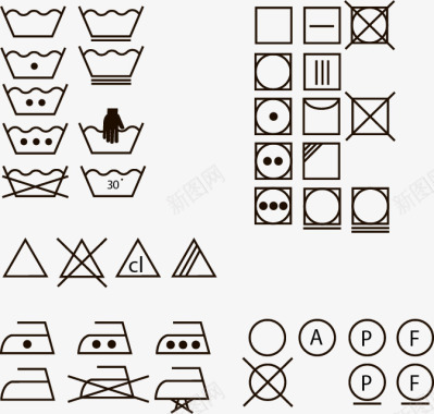 活动小标简易洗涤图标熨斗图标服装标图标