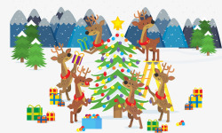 装饰圣诞树的驯鹿素材