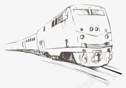 手绘高铁火车手绘插画高清图片