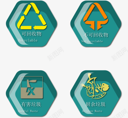 垃圾分类元素垃圾分类循环图标图标
