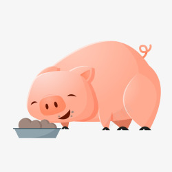 用餐的小猪动物矢量图素材