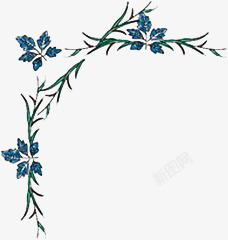 蓝色花纹淡雅边框素材