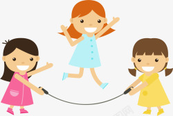 开心孩童儿童节跳绳的小女孩高清图片
