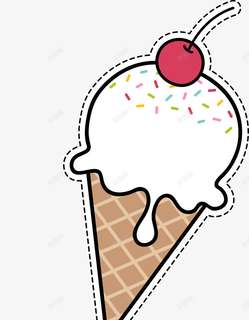 甜筒冰淇淋贴纸矢量图ai免抠素材_88icon https://88icon.com 冰淇淋 卡通贴纸 手绘 时尚潮流 甜筒 甜蜜 矢量图案 矢量图