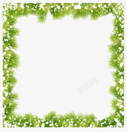圣诞节松叶绿色雪花边框矢量图高清图片