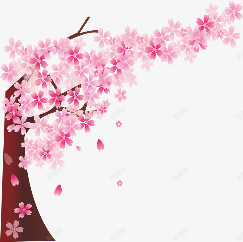 粉色樱花树png免抠素材_88icon https://88icon.com 唯美 树枝 樱花枝 水彩 花瓣 飘落