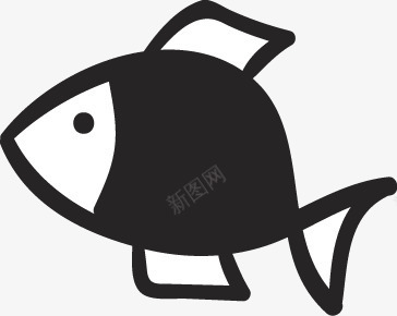 黑色手绘的小鱼图标图标