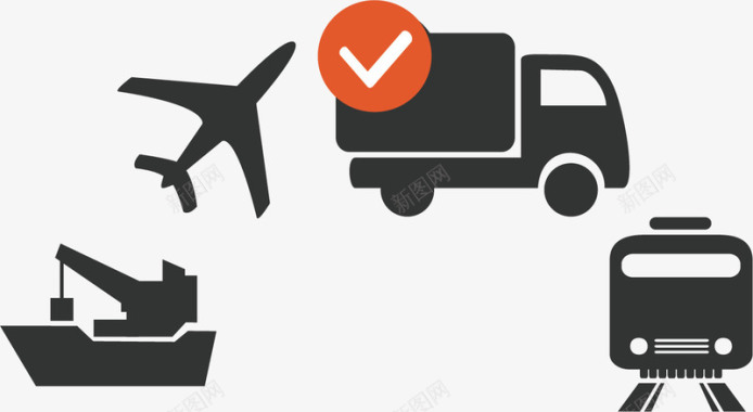 素材飞机轮渡货车智能物流矢量图图标图标