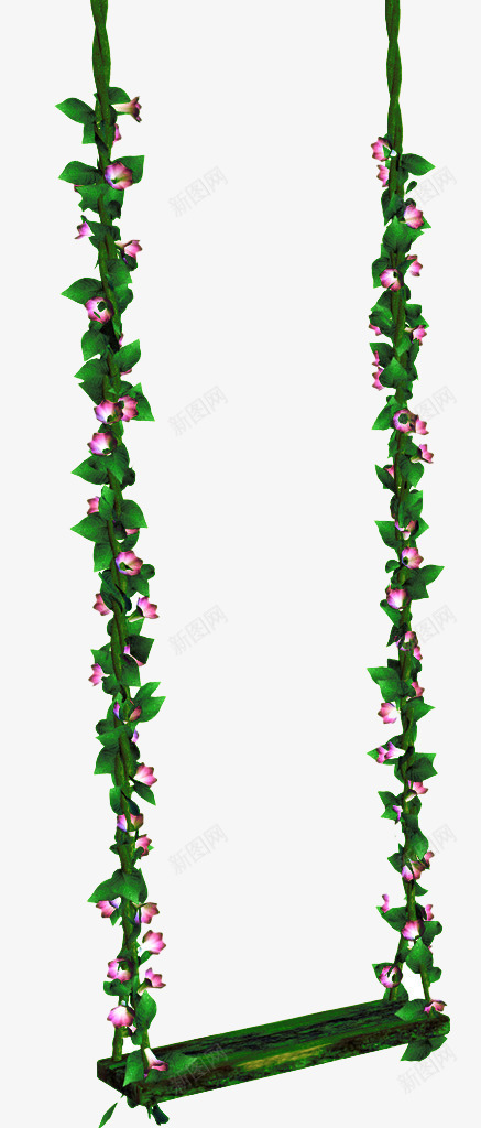 秋千png免抠素材_88icon https://88icon.com 秋千 绿色 花藤