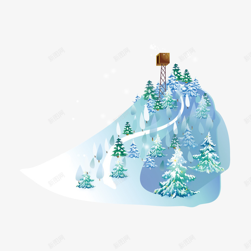 冬天的雪松png免抠素材_88icon https://88icon.com 冬天 山地 铁塔 雪松