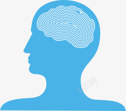 蓝色的人体大脑图像矢量图素材