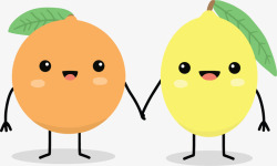 友谊手拉手的柠檬橙子矢量图高清图片