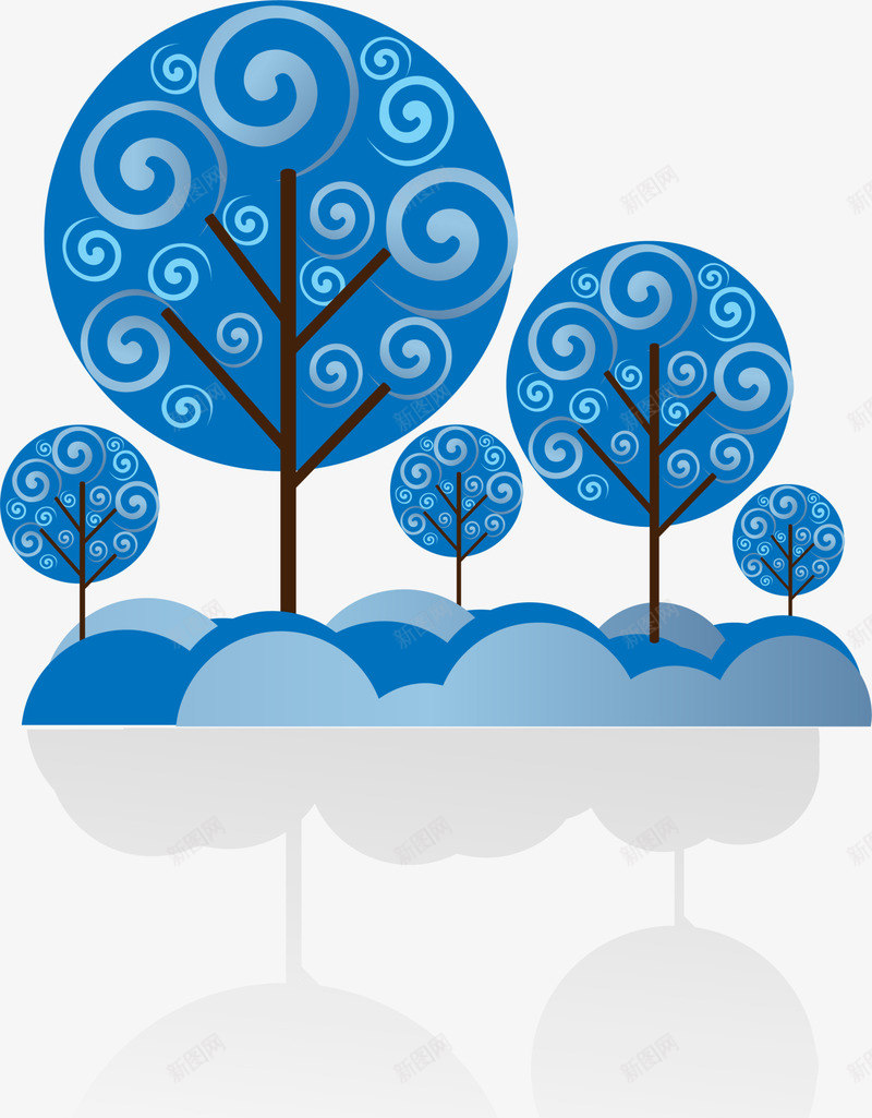 蓝色冬季线条树木png免抠素材_88icon https://88icon.com winter 冬天 冬季 冬季大树 寒冬 植物 蓝色树木