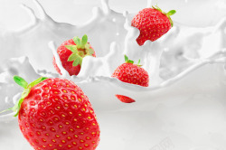 果味牛奶创意草莓奶油广告高清图片