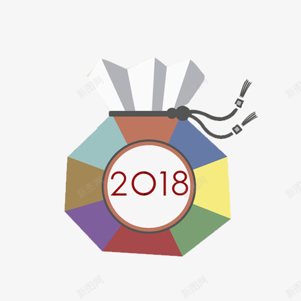 手绘2018年福袋装饰图png免抠素材_88icon https://88icon.com 2018 创意的 卡通 彩色的 新年福袋 福袋 钱袋子