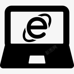 浏览器InternetExplorer徽标在笔记本电脑图标高清图片