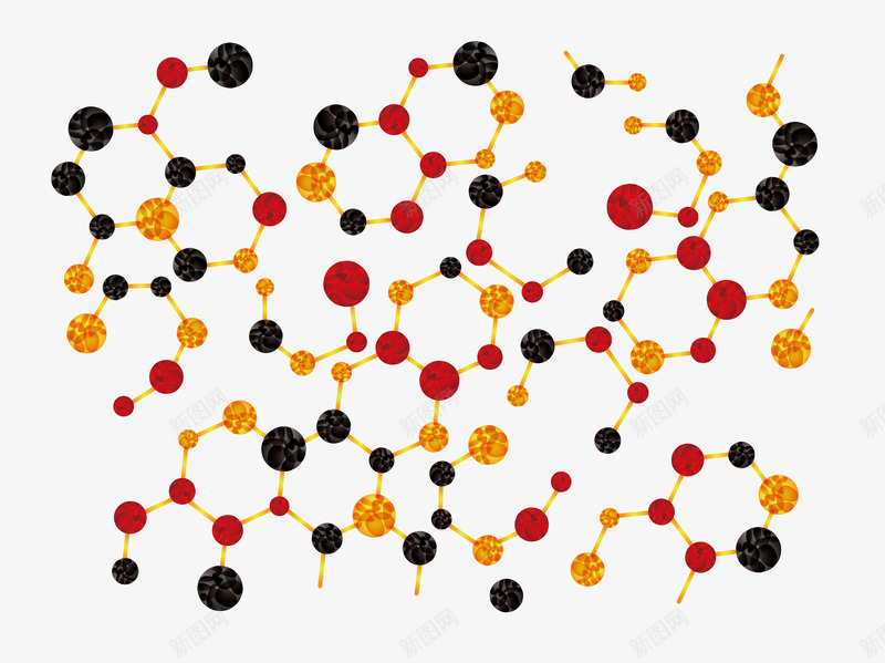红色生物分子链矢量图ai免抠素材_88icon https://88icon.com 分子图解 生物科技 科技画册 红色分子 矢量图