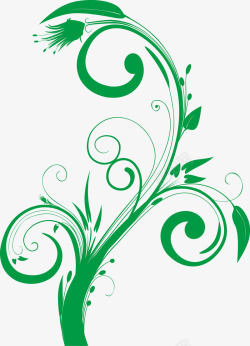 绿色藤蔓手绘图素材
