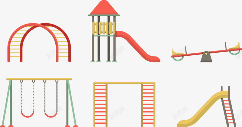 儿童玩具设施png免抠素材_88icon https://88icon.com 儿童玩具 游戏设施 滑梯 爬梯 荡秋千 颜色