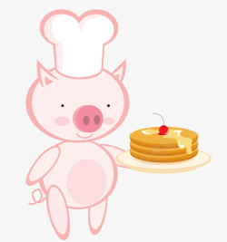 可爱粉色小猪烘焙师素材