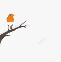 树枝上站立的鸟手绘树枝上的鸟高清图片