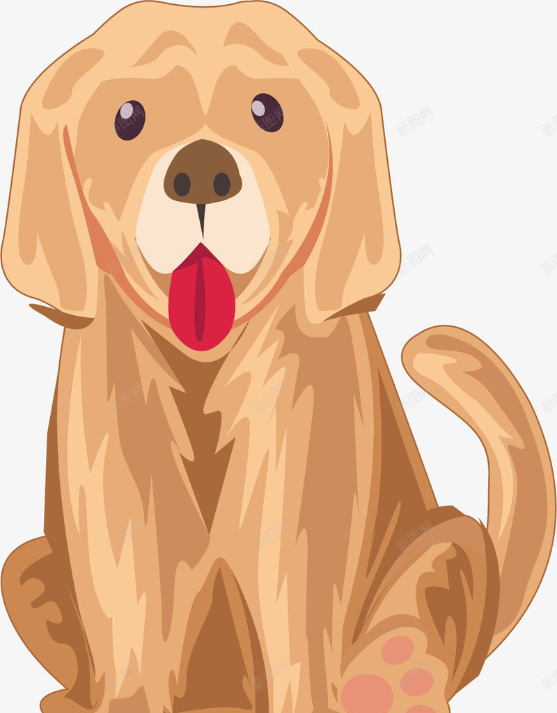 金毛犬手绘png免抠素材_88icon https://88icon.com 多毛狗 小狗 尾巴 毛发 犬类 狗毛 耳朵 舌头 金毛