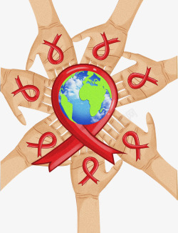 2018年世界艾滋病日红丝带元素素材