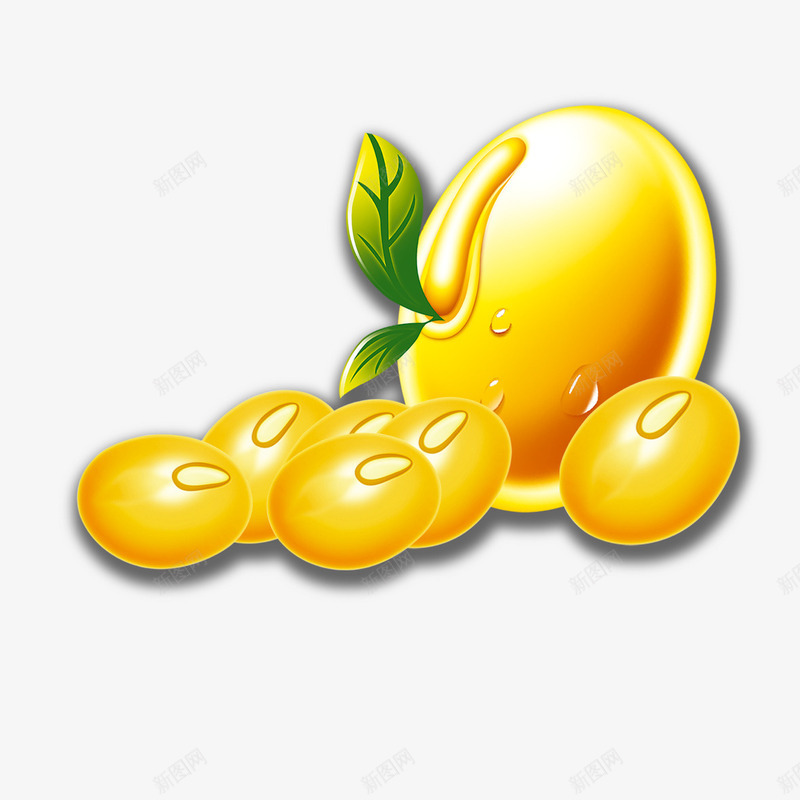 黄色豆子psd免抠素材_88icon https://88icon.com 叶子 大豆 豆 黄色豆子 黄豆