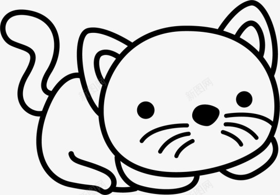 卡通手绘小孩子简单的猫咪矢量图图标图标