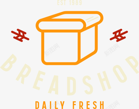 美味橙子手绘烘焙logo面包图标图标