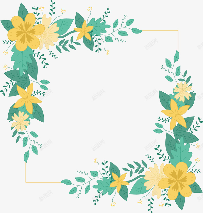 黄色花朵圣诞节边框矢量图ai免抠素材_88icon https://88icon.com 冬天黄花 圣诞节 圣诞节边框 矢量png 花朵边框 黄色花朵 矢量图