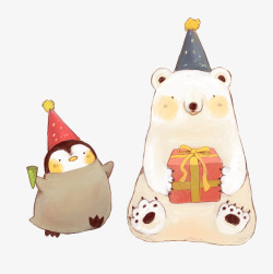 卡通童话小企鹅和大白熊高清图片