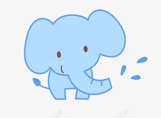 喝水的大象超级萌的卡通小象图标图标