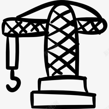 手绘施工工具洋镐建筑塔吊的手绘工具图标图标