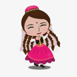 戴花帽卡通戴新疆花帽的维吾尔族美女高清图片