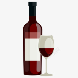 扁平化红酒酒瓶卡通红酒酒杯和酒瓶矢量图高清图片
