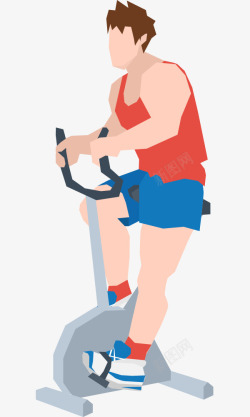 手绘人物插图健身房运动动感单车素材