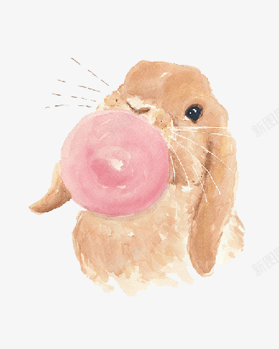 吃口香糖的兔子png免抠素材_88icon https://88icon.com 兔子 动物 口香糖 平面 手绘 棕色皮毛 泡泡 泡泡糖 粉色泡泡