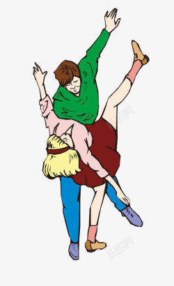 跳体操卡通双人舞高清图片