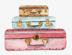 绿色行李箱手绘创意行李箱图高清图片