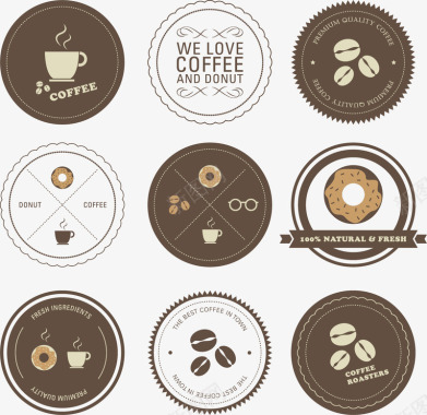 手绘咖啡和甜品图标图标