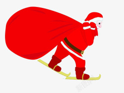 滑雪鞋背包滑行的圣诞老人高清图片