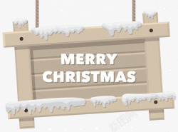 雪花与木板图片2018圣诞节木板指示牌高清图片