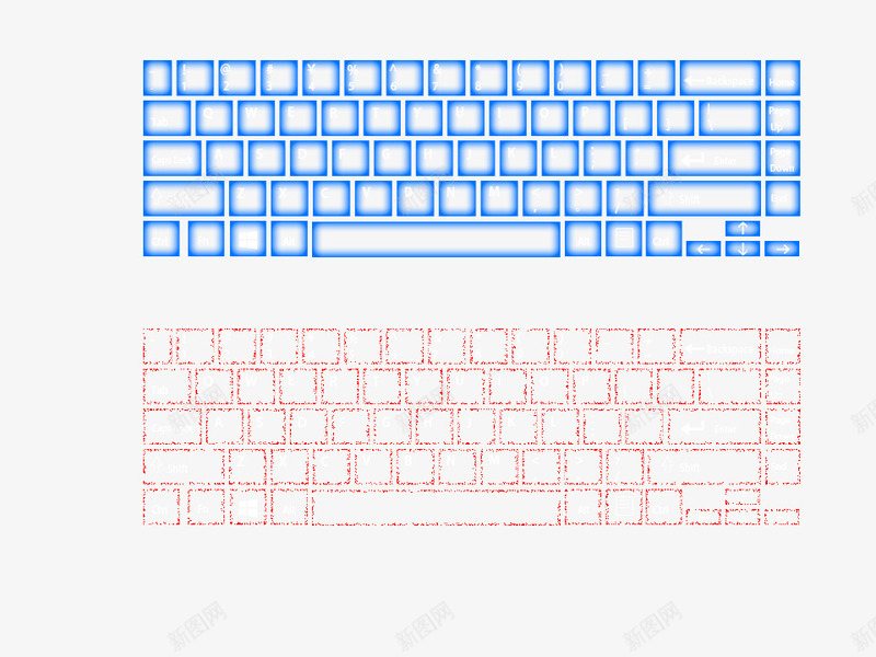 高科技投影键盘psd免抠素材_88icon https://88icon.com 26键输入法 png图形 png装饰 全键盘 彩色 手绘 科技 装饰 键盘 键盘图案